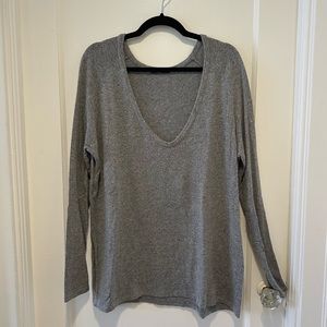 Brandy Melville Grey V Neck Oversized Wool Sweater
